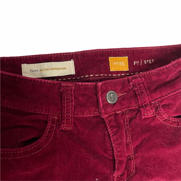 Pilcro + The Letterpress Red Corduroy Zipper Jeans - Picture 8 of 12